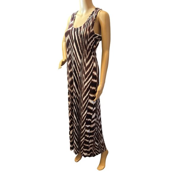 Calvin Klein Womens Maxi Dress Small Animal Print Earthy Boho Chic Artsy - Picture 3 of 8